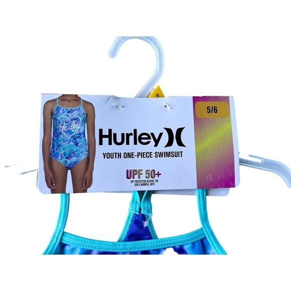 NWT Hurley girls One Piece swimsuit UPF 50+  size 5/6 - Picture 2 of 9